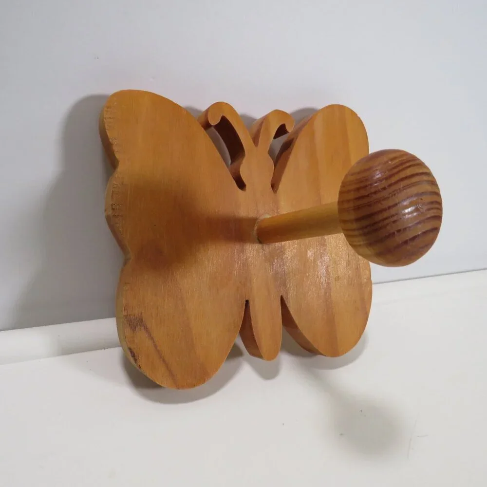 Butterfly Vintage Solid Wooden Hook Wall Hanger Kids Wooden unfinished